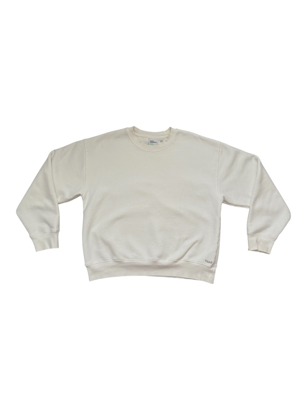 TNA Aritzia Sweatfleece Cozy Fleece White Sweatshirt - Large